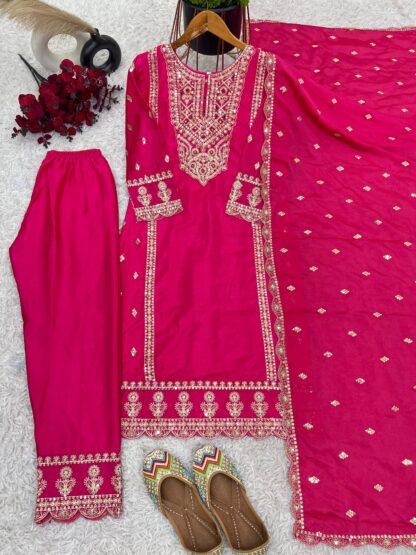 ZF 5001 READYMADE CHINON SILK TOP BOTTOM DUPATTA SET - Image 2