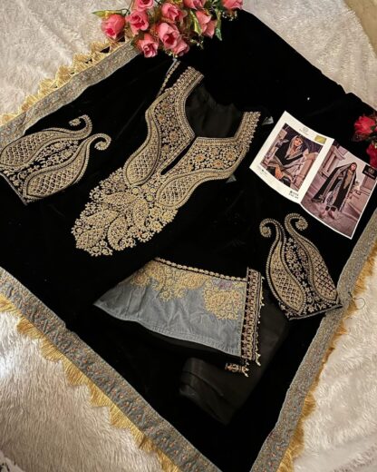 ZIAAZ DESIGN 384 VELVET SEMI STITCHED PAKISTANI SUITS ONLINE SUPPLIER - Image 5