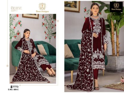 ZIAAZ DESIGN 689 C SEMI STITCHED WHOLESALE PAKISTANI SUITS ONLINE