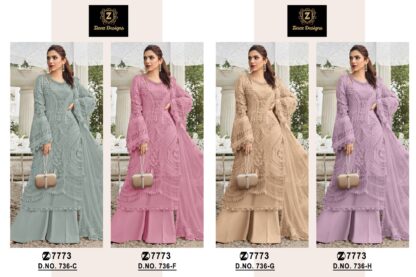 ZIAAZ DESIGN 736 C SEMI STITCHED ORGANZA BEST PAKISTANI SUITS SUPPLIER