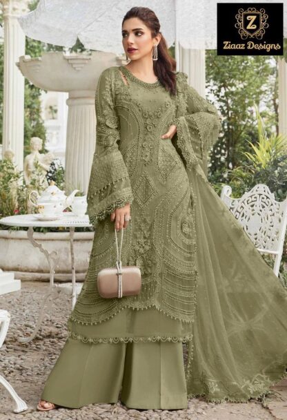 ZIAAZ DESIGN 736 E SEMI STITCHED ORGANZA PAKISTANI SUITS ONLINE SUPPLIER