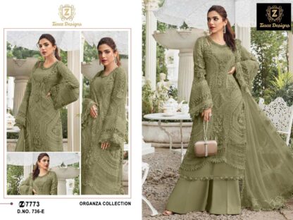 ZIAAZ DESIGN 736 E SEMI STITCHED ORGANZA PAKISTANI SUITS ONLINE SUPPLIER