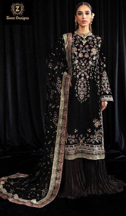 ZIAAZ DESIGNS 679 VELVET LUXURY PAKISTANI SUITS ONLINE SUPPLIER