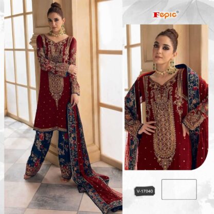 ZIAAZ DESIGNS V 17040 VELVET WEDDING PAKISTANI SUITS ONLINE