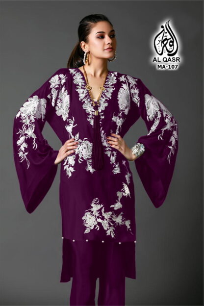 AL QASR MA 107 WINE READYMADE PAKISTANI KURTI IN SINGLE PIECE