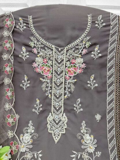 AL QASR MA 127 GREY SEMISTITCHED PAKISTANI SUITS IN SINGLE PIECE