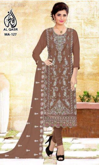 AL QASR MA 127 LIGHT BROWN SEMISTITCHED WHOLESALE PAKISTANI SUITS ONLINEAL QASR MA 127 LIGHT BROWN SEMISTITCHED WHOLESALE PAKISTANI SUITS ONLINE