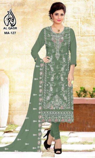 AL QASR MA 127 LIGHTGREEN SEMISTITCHED PAKISATNI SUITS WITH PRICEAL QASR MA 127 LIGHTGREEN SEMISTITCHED PAKISATNI SUITS WITH PRICE