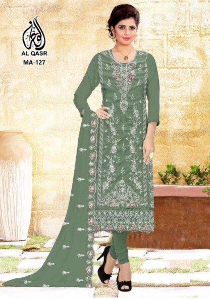 AL QASR MA 127 LIGHTGREEN SEMISTITCHED PAKISATNI SUITS WITH PRICE