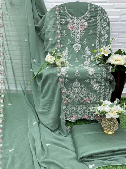 AL QASR MA 127 LIGHTGREEN SEMISTITCHED PAKISATNI SUITS WITH PRICE