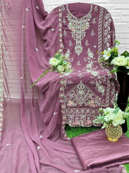 AL QASR MA 127 PURPLE SEMISTITCHED PAKISTANI SUITS ONLINE INDIA - Image 2