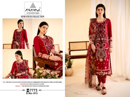 ANAMSA 513 SEMI STITCHED PAKISTANI SUITS ONLINE SUPPLIER