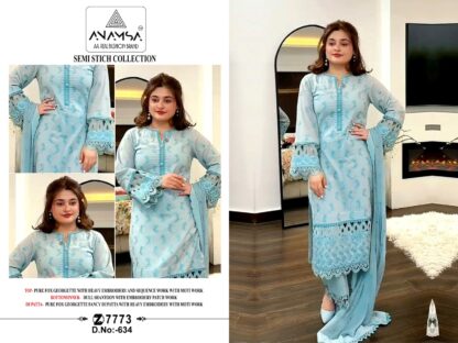 ANAMSA 634 SEMI STITCHED PAKISTANI SUITS ONLINE SUPPLIER