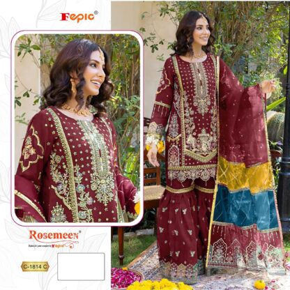 FEPIC ROSEMEEN C 1814 C DESIGNER PAKISTANI SUIT WITH PRICE FEPIC ROSEMEEN C 1814 C, PAKISTANI SUITS ONLINE, PAKISTANI SUITS WHOLESALER FROM SURAT, SALWAR KAMEEZ WHOLESALE, SALWAR SUITS IN SINGLE  FEPIC ROSEMEEN, Pakistani Suits, Salwar Kameez, Single, Suits