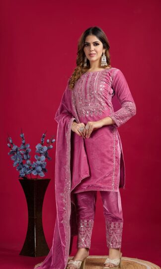 SRK 5017 VELVET PINK PAKISTANI SUITS WHOLESALERSRK 5017 VELVET PINK PAKISTANI SUITS WHOLESALER