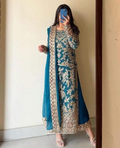 SSR 494 PEACOCK BLUE READYMADE TOP PLAZZO DUPATTA SET ONLINE BEST QUALITY PAKISTANI SUITS, PAKISTANI SUITS AT MANUFACTURER PRICE, PAKISTANI SUITS BEST PRICE, PAKISTANI SUITS COLLECTION, PAKISTANI SUITS ONLINE SHOPPING, PAKISTANI SUITS ONLINE SHOPPING IN INDIA, PAKISTANI SUITS WHOLESALE, SSR 494 PEACOCK BLUE READYMADE  Pakistani Suits, Salwar Kameez, Single, Suits