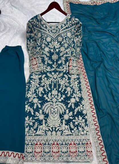 SSR 494 PEACOCK BLUE READYMADE TOP PLAZZO DUPATTA SET ONLINE BEST QUALITY PAKISTANI SUITS, PAKISTANI SUITS AT MANUFACTURER PRICE, PAKISTANI SUITS BEST PRICE, PAKISTANI SUITS COLLECTION, PAKISTANI SUITS ONLINE SHOPPING, PAKISTANI SUITS ONLINE SHOPPING IN INDIA, PAKISTANI SUITS WHOLESALE, SSR 494 PEACOCK BLUE READYMADE  Pakistani Suits, Salwar Kameez, Single, Suits