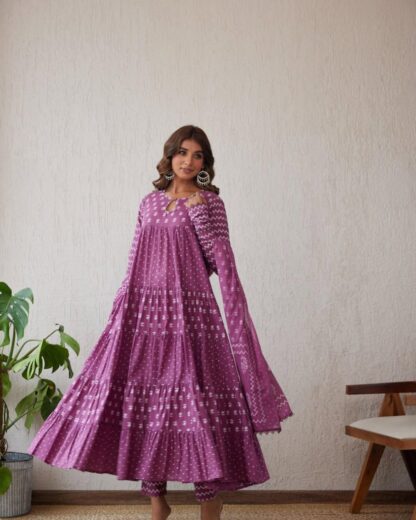 THE LIBAS PINK ANARKALI HEVAY PURE COTTON SUIT SET SUPPLIER