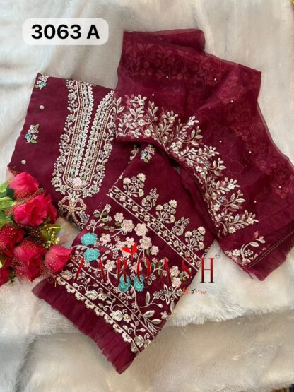 ZARQASH Z 3064 A ORGANZA PAKISTANI SALWAR KAMEEZ COTTON SUITS, PAKISTANI SUITS ONLINE, PAKISTANI SUITS SINGLE PIECE, SALWAR KAMEEZ ONLINE, ZARQASH Z 214 A READYMADE, ZARQASH Z 3064 A ORGANZA  Pakistani Suits, Salwar Kameez, Single, Suits, ZARQASH
