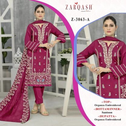 ZARQASH Z 3064 A ORGANZA PAKISTANI SALWAR KAMEEZ COTTON SUITS, PAKISTANI SUITS ONLINE, PAKISTANI SUITS SINGLE PIECE, SALWAR KAMEEZ ONLINE, ZARQASH Z 214 A READYMADE, ZARQASH Z 3064 A ORGANZA  Pakistani Suits, Salwar Kameez, Single, Suits, ZARQASH