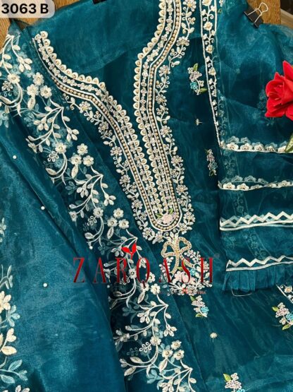 ZARQASH Z 3064 B ORGANZA WHOLESALE OF PAKISTANI SUITS COTTON SUITS, PAKISTANI SUITS ONLINE, PAKISTANI SUITS SINGLE PIECE, SALWAR KAMEEZ ONLINE, ZARQASH Z 3064 B ORGANZA  Pakistani Suits, Salwar Kameez, Single, Suits, ZARQASH