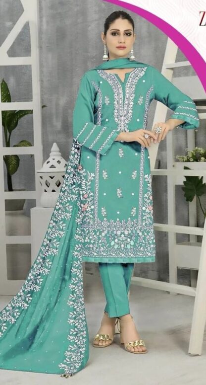 ZARQASH Z 3064 D ORGANZA PAKISTANI SUITS FOR LADIES COTTON SUITS, PAKISTANI SUITS ONLINE, PAKISTANI SUITS SINGLE PIECE, SALWAR KAMEEZ ONLINE, ZARQASH Z 3064 D ORGANZA  Pakistani Suits, Salwar Kameez, Single, Suits, ZARQASH