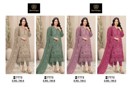 ZIAAZ DESIGNS 740 A SEMI STITCHED PAKISTANI SUITS ONLINE