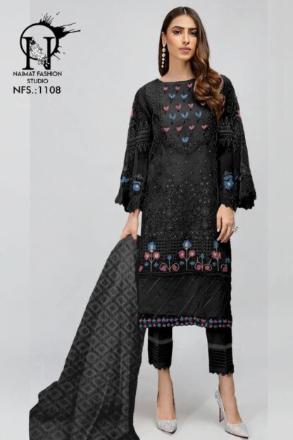 NAIMAT NFS 1108 BLACK PAKISTANI KURTI LATEST COLLECTION