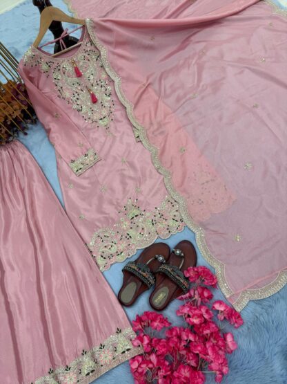 AD191 LIGHT PINK PLAZZO SET AT BEST PRICE - Image 3