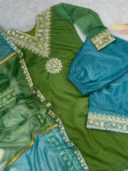 DHK-1323 LIGHT GREEN DESIGN HEAVY EMBROIDERY WORK PLAZZO SET