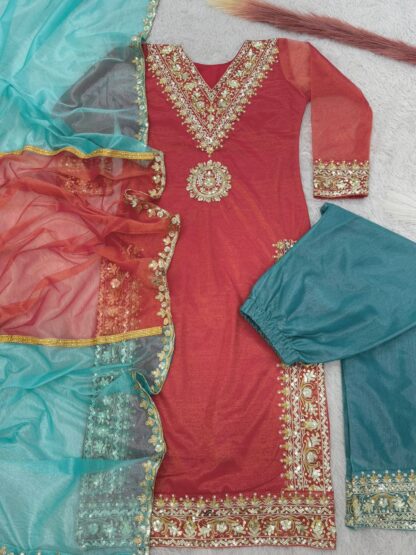 DHK-1323 LIGHT RED DESIGN HEAVY EMBROIDERY WORK PLAZZO SET DESIGN 2025 DESIGNER SUITS AT WHOLESALE PRICE, DHK-1323 LIGHT RED, PAKISTANI SALWAR SUITS IN INDIA, PAKISTANI SALWAR SUITS WHOLESALE, PAKISTANI SUITS MANUFACTURER IN SURAT, SALWAR KAMEEZ WHOLESALER  Pakistani Suits, READYMADE KURTI, Salwar Kameez, Suits, THE LIBAS COLLECTION