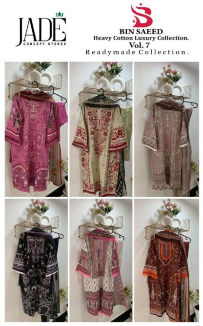 JADE BIN SAEED VOL 7 READYMADE PAKISTANI KURTIS WHOLESALE JADE BIN SAEED VOL 7 READYMADE, PAKISTANI SUITS BEST PRICE, PAKISTANI SUITS IN SURAT, PAKISTANI SUITS ONLINE SHOPPING  COSMOS FASHION, Pakistani Suits, Pashmina Suits, Salwar Kameez, Suits