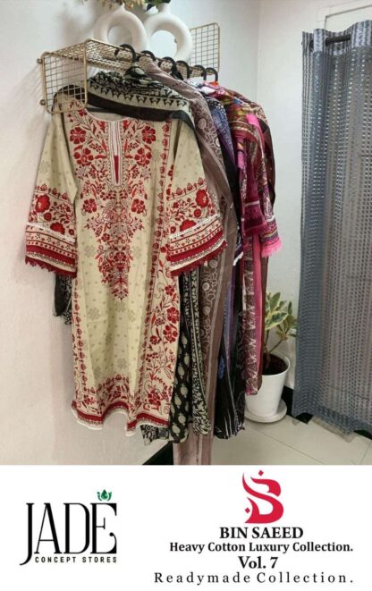 JADE BIN SAEED VOL 7 READYMADE PAKISTANI KURTIS WHOLESALE JADE BIN SAEED VOL 7 READYMADE, PAKISTANI SUITS BEST PRICE, PAKISTANI SUITS IN SURAT, PAKISTANI SUITS ONLINE SHOPPING  COSMOS FASHION, Pakistani Suits, Pashmina Suits, Salwar Kameez, Suits