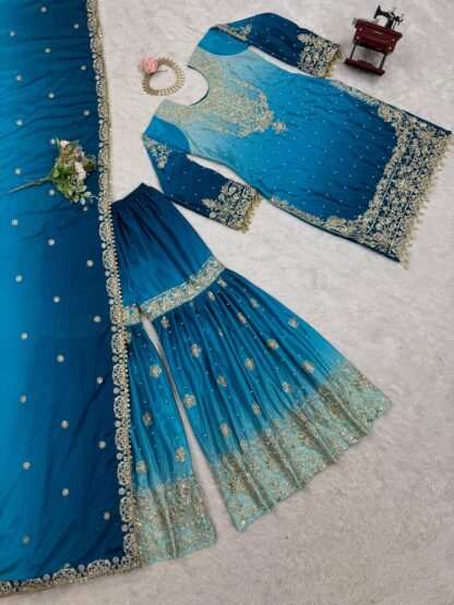 KD 1498 BLUE SHARARA SET ONLINE WHOLESALE BEST QUALITY PAKISTANI SUITS, GOWN WHOLESALER, KD 1498 BLUE SHARARA, ONLINE SHOPPING SUITS, PAKISTANI SALWAR KAMEEZ, PAKISTANI SUITS AT MANUFACTURER PRICE, PAKISTANI SUITS IN SINGLE, PAKISTANI SUITS IN SURAT, PAKISTANI SUITS MANUFACTURER IN SURAT, PAKISTANI SUITS WHOLESALER FROM SURAT, SALWAR KAMEEZ WHOLESALE, WHOLESALE SUITS COLLECTION  COSMOS FASHION, FEPIC ROSEMEEN, Pakistani Suits, SHREE FABS, Suits, ZAHA