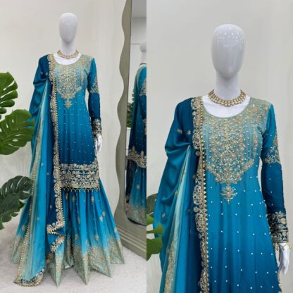 KD 1498 BLUE SHARARA SET ONLINE WHOLESALE BEST QUALITY PAKISTANI SUITS, GOWN WHOLESALER, KD 1498 BLUE SHARARA, ONLINE SHOPPING SUITS, PAKISTANI SALWAR KAMEEZ, PAKISTANI SUITS AT MANUFACTURER PRICE, PAKISTANI SUITS IN SINGLE, PAKISTANI SUITS IN SURAT, PAKISTANI SUITS MANUFACTURER IN SURAT, PAKISTANI SUITS WHOLESALER FROM SURAT, SALWAR KAMEEZ WHOLESALE, WHOLESALE SUITS COLLECTION  COSMOS FASHION, FEPIC ROSEMEEN, Pakistani Suits, SHREE FABS, Suits, ZAHA