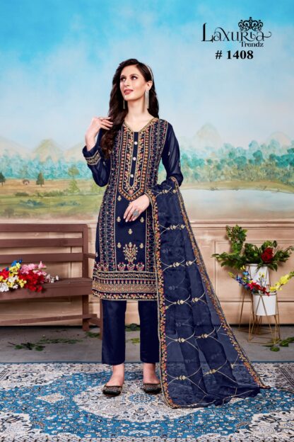LAXURIA TRENDZ 1408 BLUE PAKISTANI KURTI ONLINE WHOLESALER