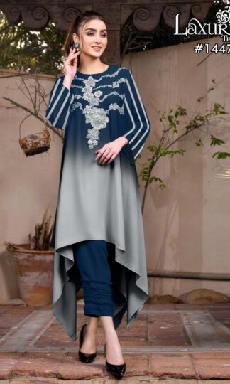 LAXURIA TRENDZ 1447 BLUE PAKISTANI KURTI AT BEST PRICELAXURIA TRENDZ 1447 BLUE PAKISTANI KURTI AT BEST PRICE