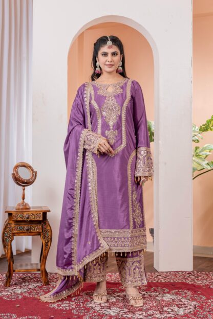 PD1041 LIGHT PURPLE CHINON SILK PLAZZO SET ONLINE