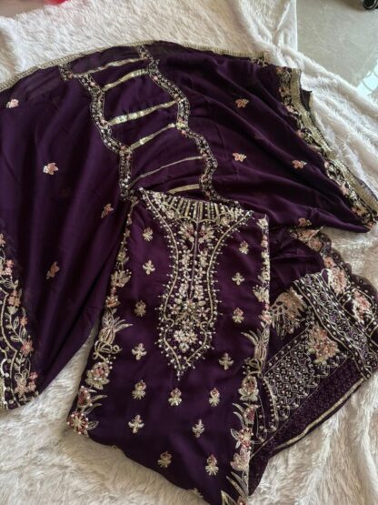 ZIAAZ DESIGNS 489 PURPLE DESIGNER PAKISTANI SUITS WITH PRICE