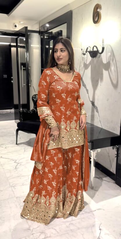 SR 1664 OREANGE LETEST SHARARA ONLINE WHOLESALE BEST QUALITY PAKISTANI SUITS, ONLINE SHOPPING SUITS, PAKISTANI SALWAR KAMEEZ, PAKISTANI SUITS AT MANUFACTURER PRICE, PAKISTANI SUITS BEST PRICE, PAKISTANI SUITS IN SURAT, PAKISTANI SUITS ONLINE SHOPPING, SR 1664 OREANGE  ANAMSA, MEHBOOB TEX, Single, Suits, VRINDAVAN FASHION