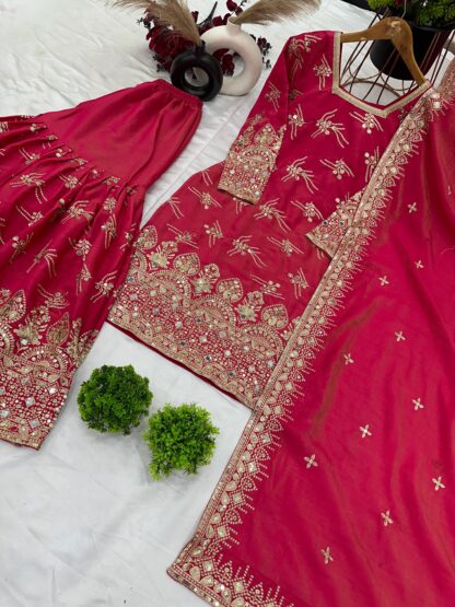 SR 1664 RED PINK PARTY WEAR SHARARA AT BEST PRICE BEST QUALITY PAKISTANI SUITS, ONLINE SHOPPING SUITS, PAKISTANI SALWAR KAMEEZ, PAKISTANI SUITS AT MANUFACTURER PRICE, PAKISTANI SUITS BEST PRICE, PAKISTANI SUITS IN SURAT, PAKISTANI SUITS ONLINE SHOPPING, SR 1664 OREANGE  ANAMSA, MEHBOOB TEX, Single, Suits, VRINDAVAN FASHION