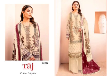 TAJ CREATION 579 COTTON TEXTILE WHOLESALER PAKISTANI SUITS DESIGNER SUITS AT WHOLESALE PRICE, DESIGNER SUITS WHOLESALER, SALWAR KAMEEZ MANUFACTURER, SALWAR KAMEEZ WHOLESALER, TAJ CREATION 579 COTTON  Salwar Kameez, Single, Suits, TAJ CREATION