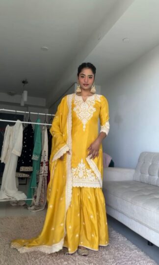 THE LIBAS COLLECTION 5827 YELLOW SHARARA SET FOR WEDDINGTHE LIBAS COLLECTION 5827 YELLOW SHARARA SET FOR WEDDING