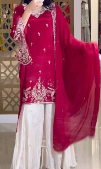 AD190 RED MAROON DESIGNER READYMADE TOP PLAZZO ONLINEAD190 RED MAROON DESIGNER READYMADE TOP PLAZZO ONLINE