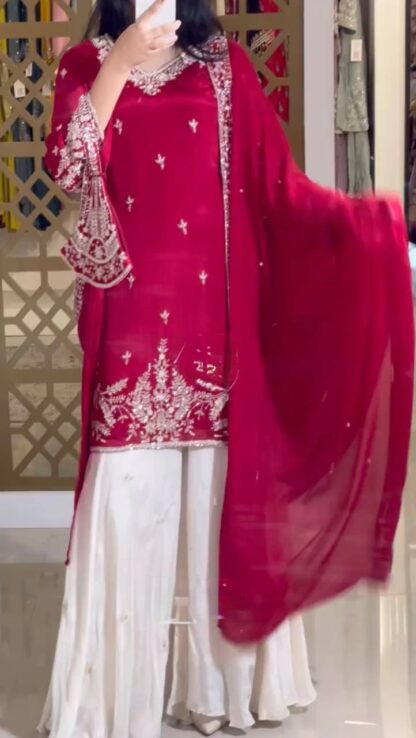 AD190 RED MAROON DESIGNER READYMADE TOP PLAZZO ONLINE AD190 RED MAROON, BEST QUALITY PAKISTANI SUITS, ONLINE SHOPPING SUITS, PAKISTANI SALWAR KAMEEZ, PAKISTANI SUITS AT MANUFACTURER PRICE, PAKISTANI SUITS BEST PRICE, PAKISTANI SUITS IN SURAT, PAKISTANI SUITS ONLINE SHOPPING  READYMADE, Single, Suits, THE LIBAS COLLECTION