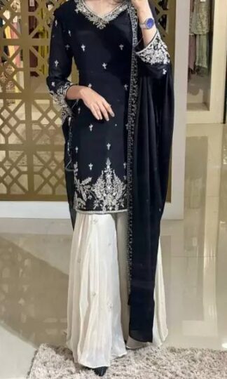 AD190 BLACK DESIGNER READYMADE TOP PLAZZO WHOLESALEAD190 BLACK DESIGNER READYMADE TOP PLAZZO WHOLESALE