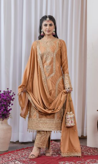 PD1041 BROWN YELLOW SILK PLAZZO WITH DUPATTA PARTY WEARPD1041 BROWN YELLOW SILK PLAZZO WITH DUPATTA PARTY WEAR