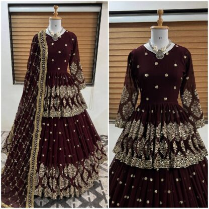 ZF 258 DARK MAROON FULLY STITCHED LEHENGA CHOLI FOR WOMEN