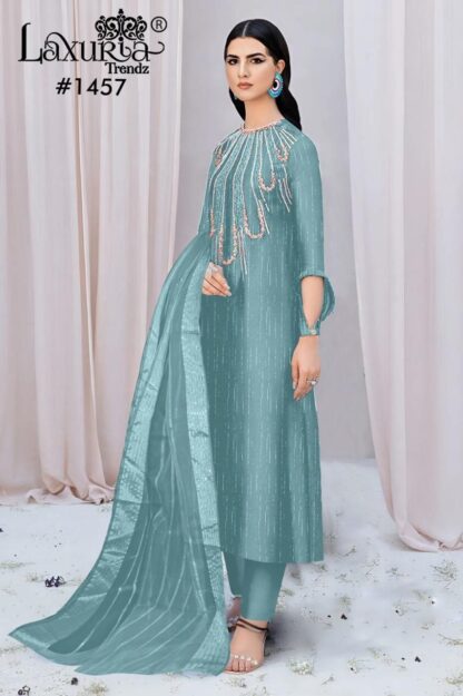 LAXURIA TRENDZ 1457 SKY BLUE PAKISTANI KURTI ONLINE INDIA KURTI AT THE BEST PRICE, KURTI WHOLESALER, KURTIS ONLINE, LAXURIA TRENDZ 1457 SKY BLUE  Kurtis, LAXURIA TRENDZ, PAKISTANI KURTIS, READYMADE KURTI, Single