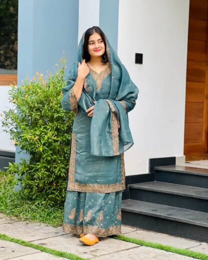 SR 1666 SKY BLUE FULLSLEEV  PLAZO FOR WOMEN AT BEST PRICE BEST QUALITY PAKISTANI SUITS, ONLINE SHOPPING SUITS, PAKISTANI SALWAR KAMEEZ, PAKISTANI SUITS AT MANUFACTURER PRICE, PAKISTANI SUITS BEST PRICE, PAKISTANI SUITS IN SURAT, PAKISTANI SUITS ONLINE SHOPPING, SR 1666 WHITE  ANAMSA, MEHBOOB TEX, Single, Suits, VRINDAVAN FASHION